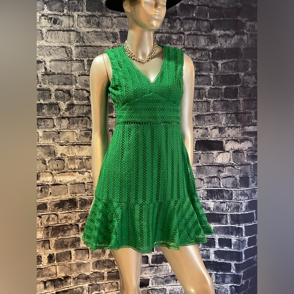 Green Netted 2 Layer Midi Spring Dress - Picture 5 of 9